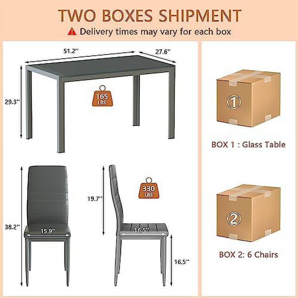5 Piece Faux Marble Dining Table and PU Leather Chairs Set N854