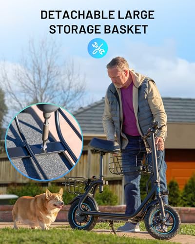 550W 18.6MPH 20 Miles Range Electric Scooter with Seat and Storage Basket S20830