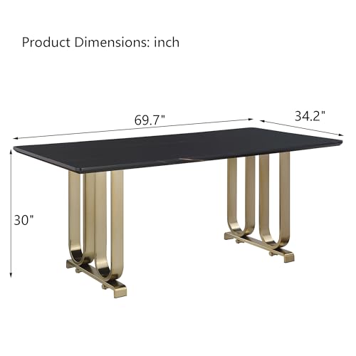 Faux Marble Dining Table with Black Legs Y996