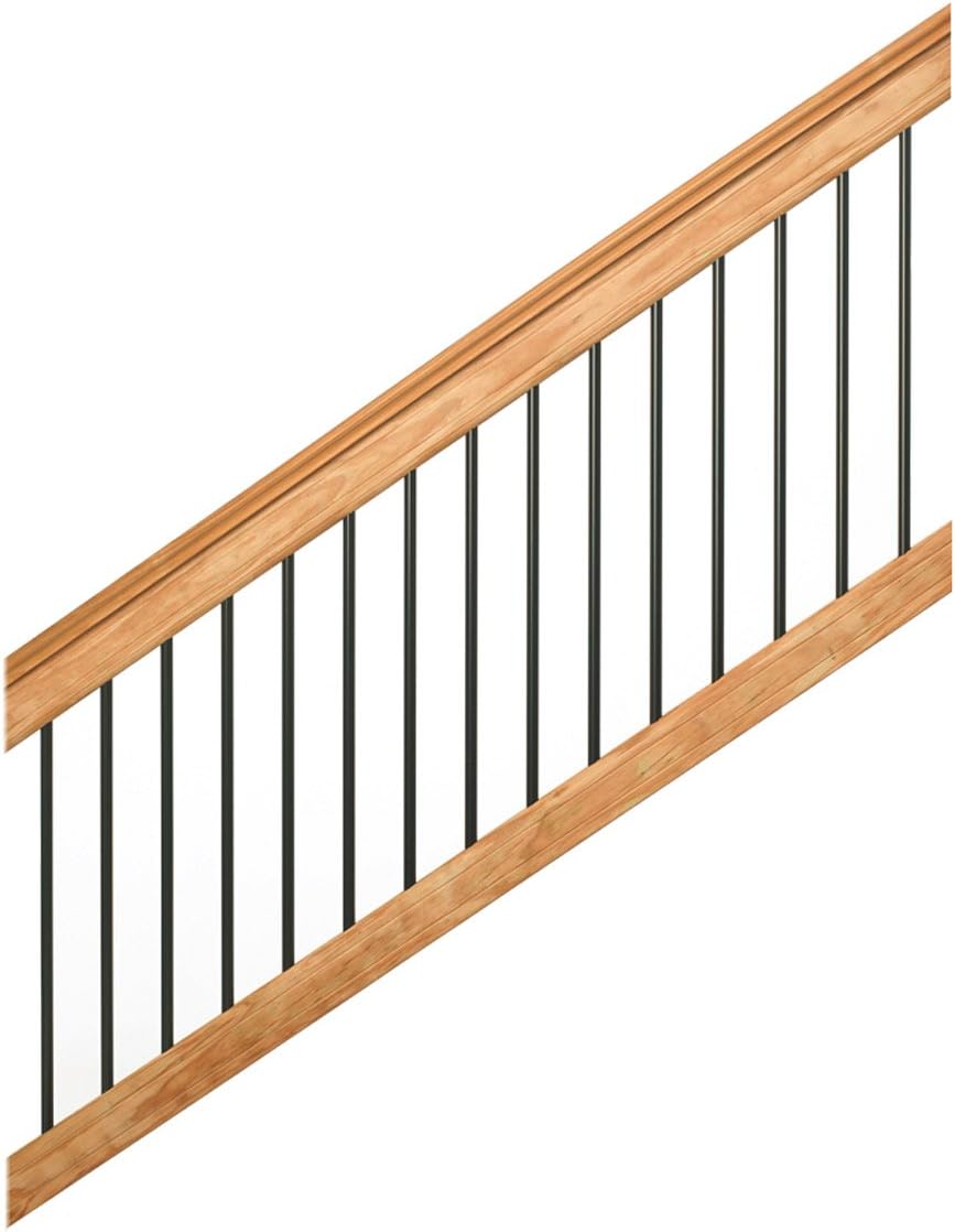 6 ft. Pressure-Treated Cedar-Tone Stair Deck Railing Kit with Black Aluminum Balusters P493978