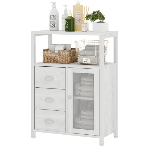 Bathroom Floor Storage Cabinet with 3 Removable Drawers and 1 Door Z784
