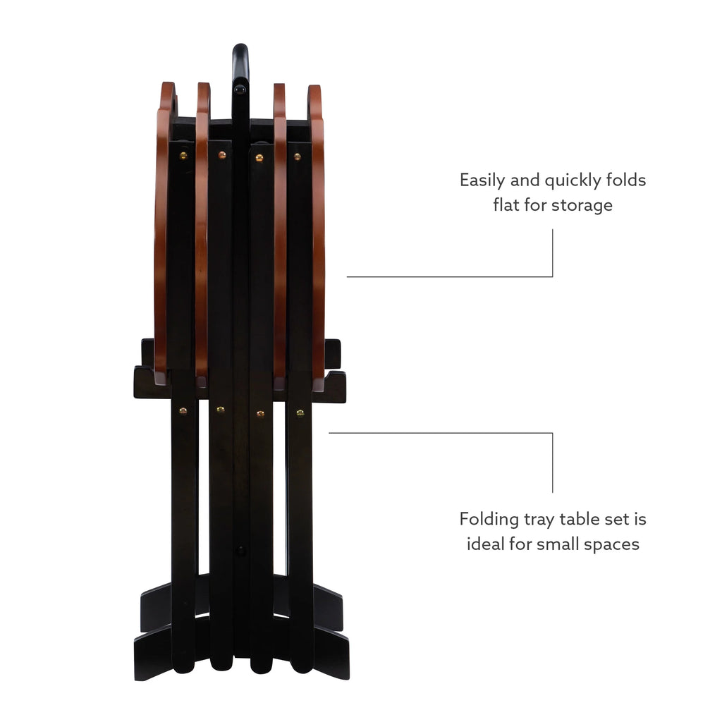 5-Piece Folding Side Table Set, Hazelnut/Black D18073