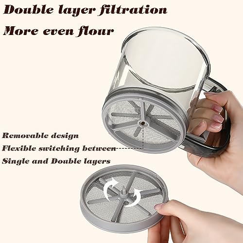 3 Cup Capacity Fine Mesh Gray Flour Sifter E67804