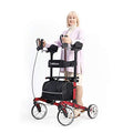 Gray Upright Rollator Walker with Seat and Padded Armrest A235