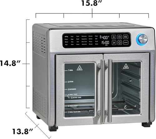 Extra Large French Door Air Fryer Toaster Oven Combo, Stainless Steel, 26QT Capacity X901583