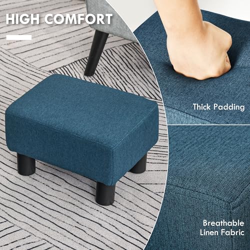 Green Linen Fabric Cube Ottoman with Plastic Legs G9507