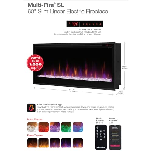 36 Inch Slim Linear Electric Fireplace with Remote M68988