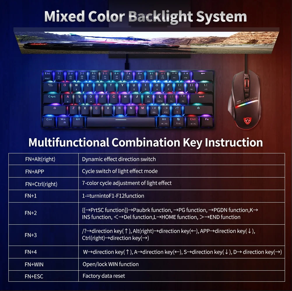 61 Keys RGB USB Mechanical Gaming Keyboard C7947