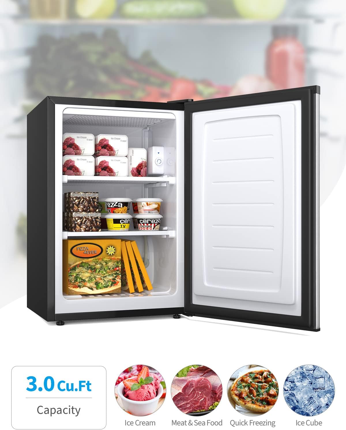 Compact Upright Freezer 3.0 Cu. Ft. with Stainless Steel Single Door M9061
