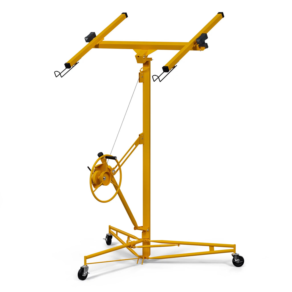 11FT Drywall Rolling Lifter Panel Hoist Jack Tool, Steel, 150lb Capacity, Yellow O81873