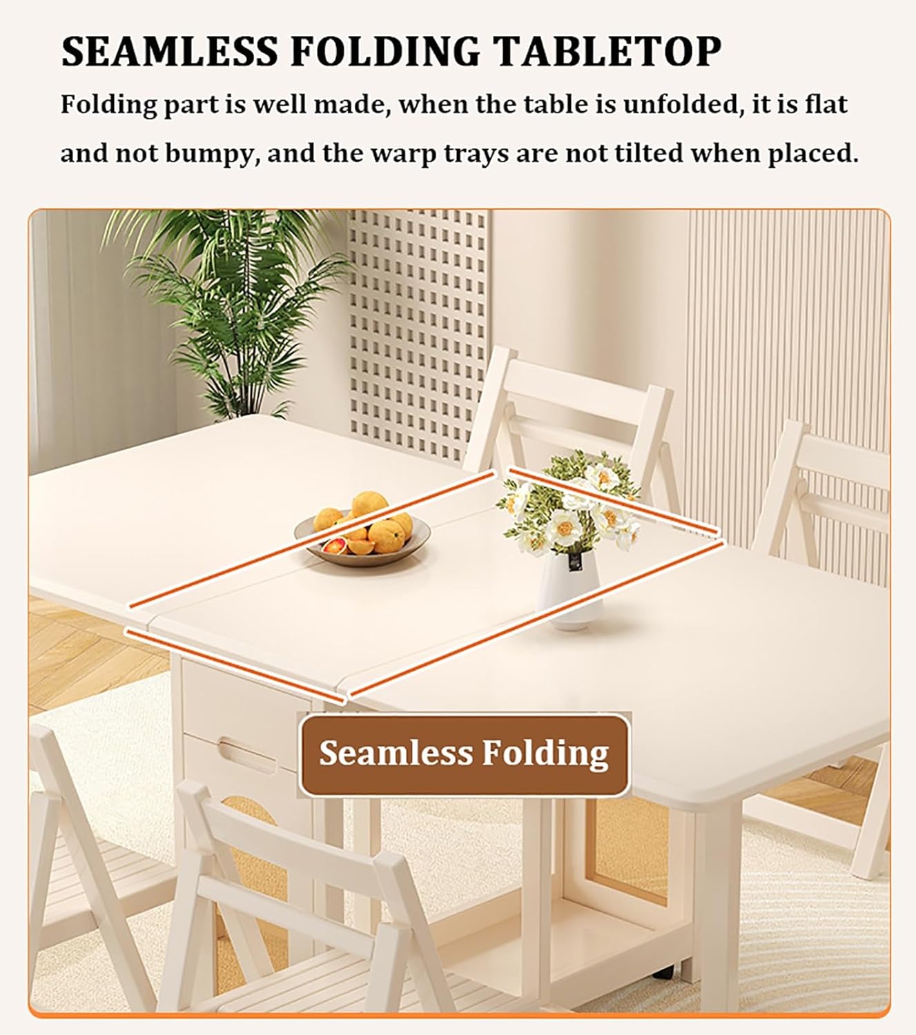 Folding Dining Table with 4 Chairs and 1 Storage Drawer X619732
