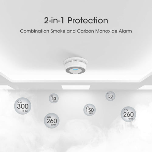 10-Year Battery Smoke and Carbon Monoxide Detector Alarm with LCD Display, Dual Sensor, 5-Pack D12331