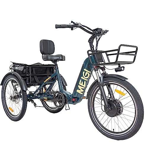 3 Wheel Electric Bicycle 750W Motor 48V 13AH Battery Foldable 24" Tire Electric Cruiser Tricycle M987827