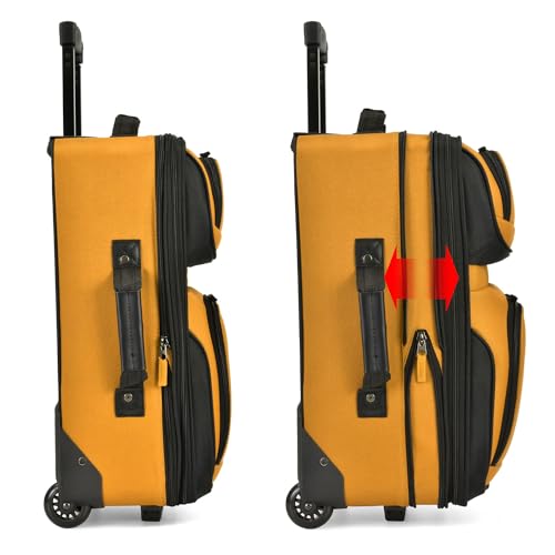 Orange Fabric Expandable Carry-on Luggage, Rolling Suitcase, 2 Wheel Set J520