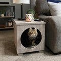 Light Walnut Pet Bed Side Table Combo V75793