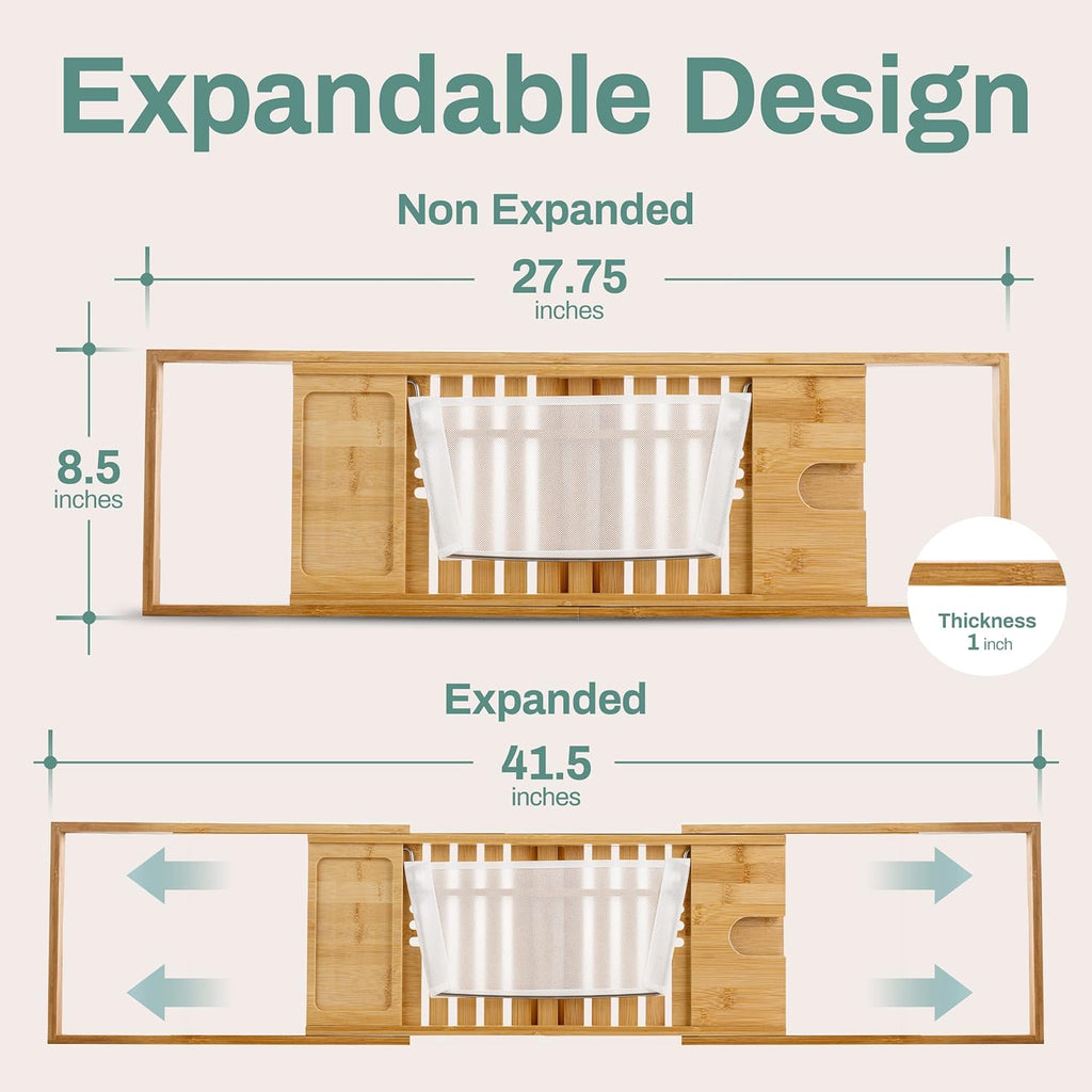 Expandable Bamboo Bath Tub Tray Caddy H84445