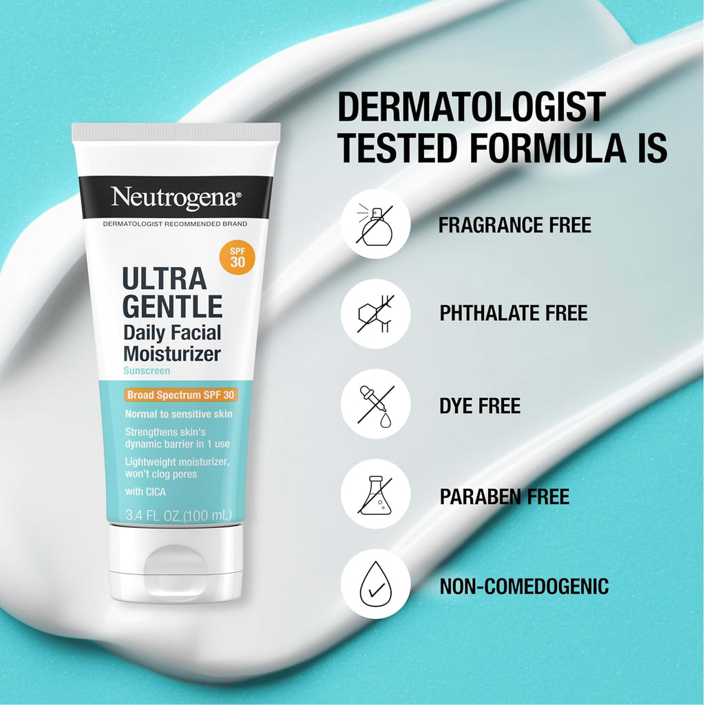 Ultra Gentle Daily Facial Moisturizer with SPF 30 Sunscreen, 3.4 fl. oz P9626