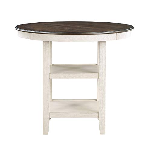 Brown/Antique White Round Dining Table Q4384