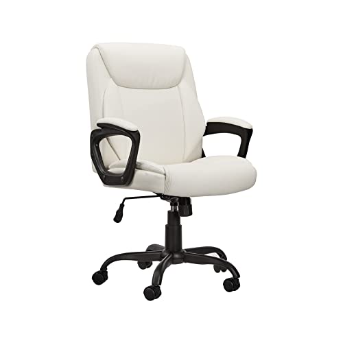 Black PU Padded Mid-Back Height Adjustable Office Desk Chair with Armrest H321