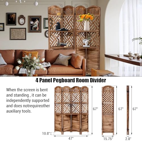 5.6FT Tall 6 Panel Shoji Screen Room Divider Folding Wooden Privacy Partition L681553