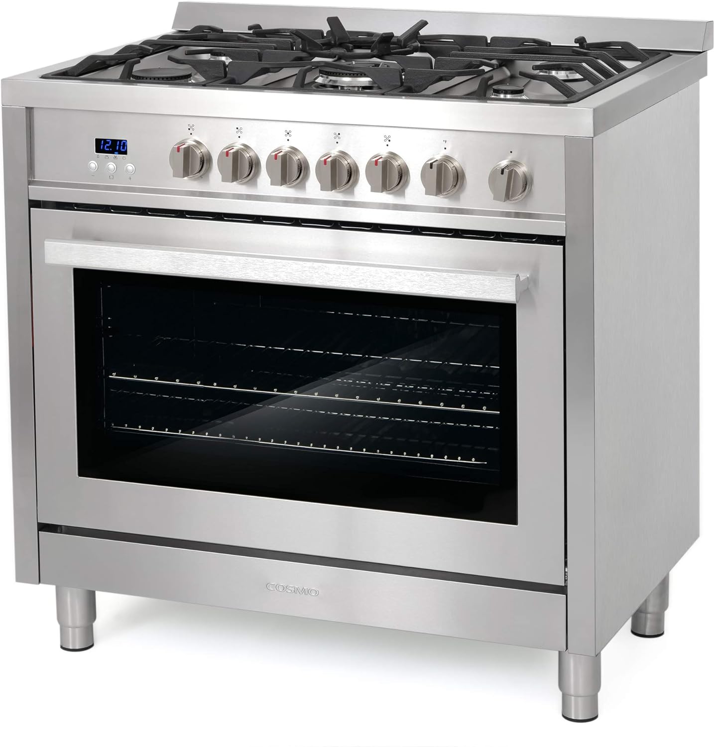 36 in. 3.8 cu. ft. Gas Range with Oven and 5 Burner Cooktop with Cast Iron Grates in Stainless Steel T97691