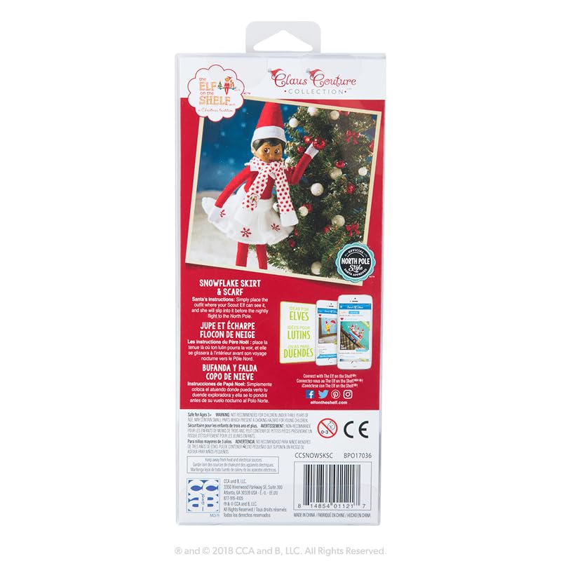 Christmas Tradition Box Set Girl Scout Elf (Blue Eyed), Story Book and Claus Couture Collection Snowflake Skirt and Scarf (Multi-Item Bundle) B81264