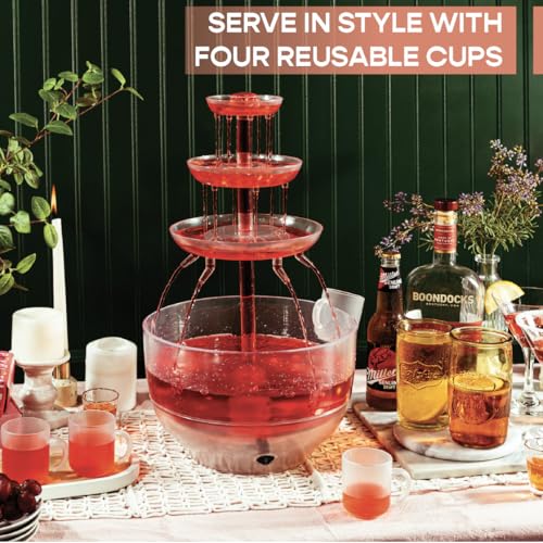 1.5 Gal 3 Tier LED Drink Fountain with 4 Reusable Cups Y8113
