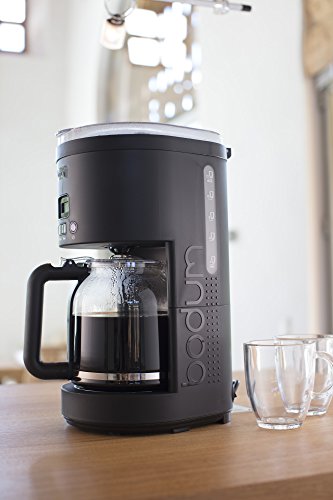 Black 12 Cup Programmable Coffee Machine with Borosilicate Glass Carafe U673