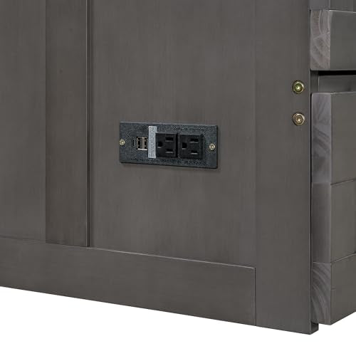 Queen Size Solid Pine Murphy Bed Cabinet with Storage Drawer H455022