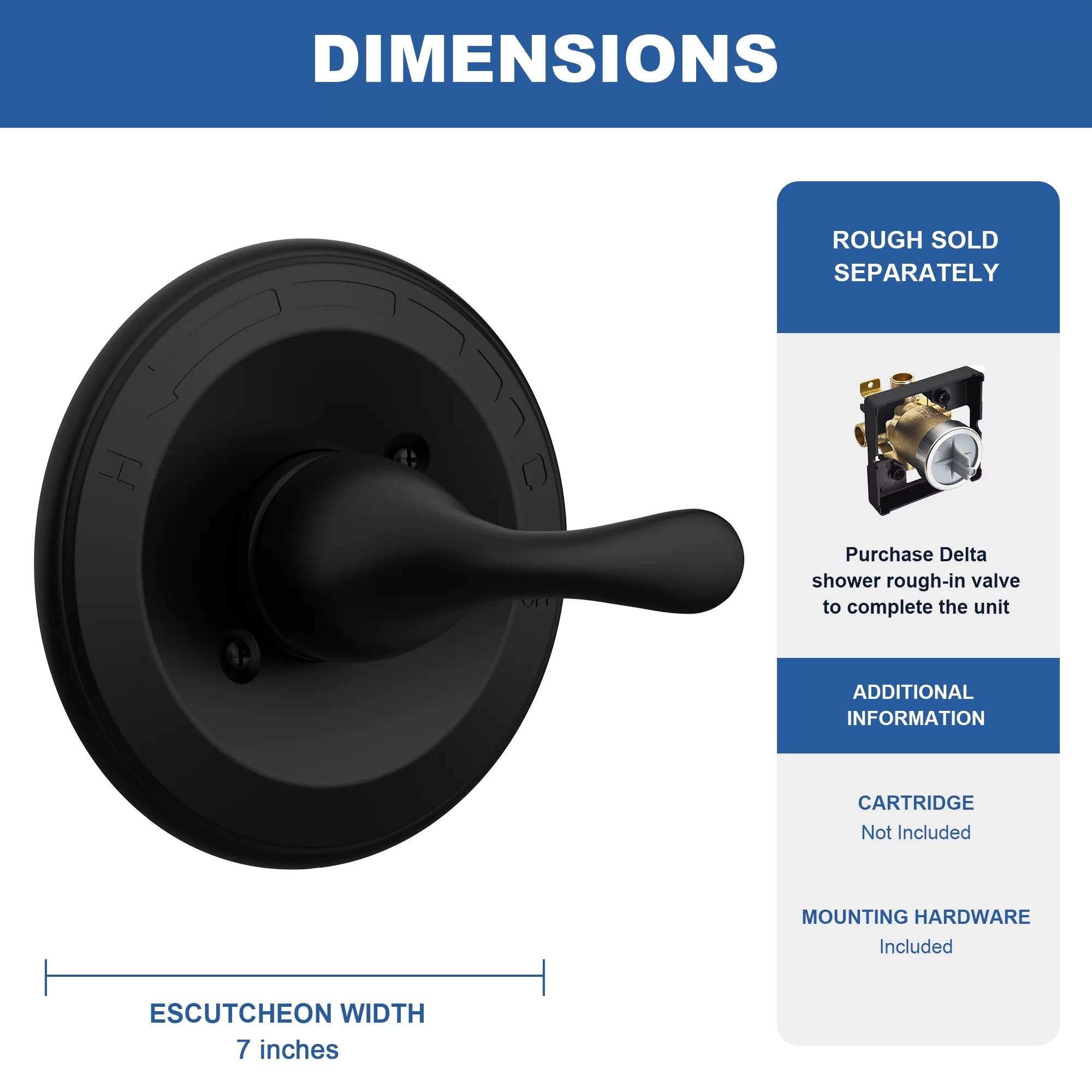 Matte Black Single-Function Shower Valve Trim Kit H2062