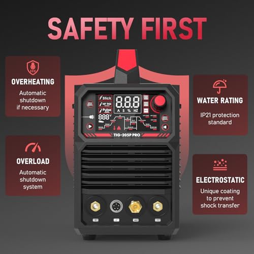 200A AC/DC Pulse TIG Welder with Large LED Display E4351