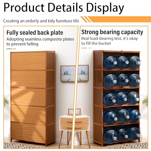 5 Tier Bamboo Display Cabinet with Acrylic Glass Door F5771