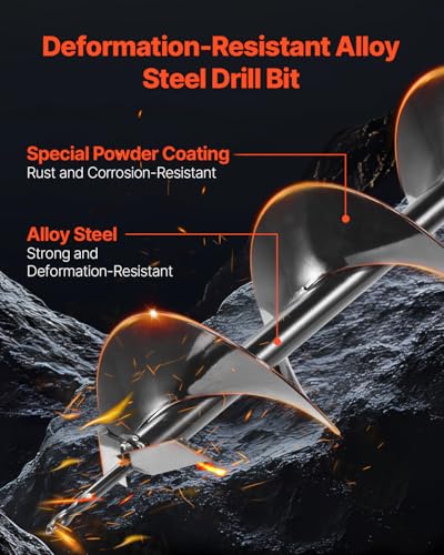 5.71 in 1500W 140 RPM Alloy Steel Earth Auger Drill Bit with Extension Rod Z544