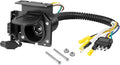 4-Way Flat to 7-Way Round Blade Trailer Wiring Harness Adapter with Mounting Bracket Black G4708
